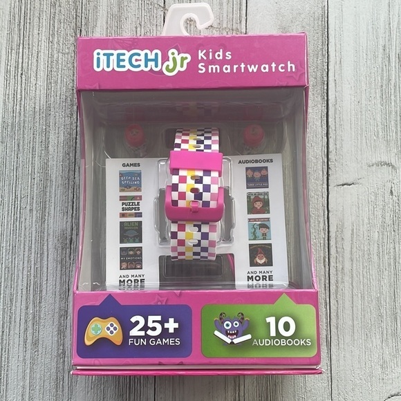 🌈 iTech Junior Girls Earbuds & Smartwatch Set - Rainbow Checker - Picture 2 of 6